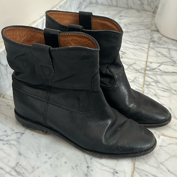 Isabel Marant Black Leather Ankle Boots Size 39 - Picture 1 of 6